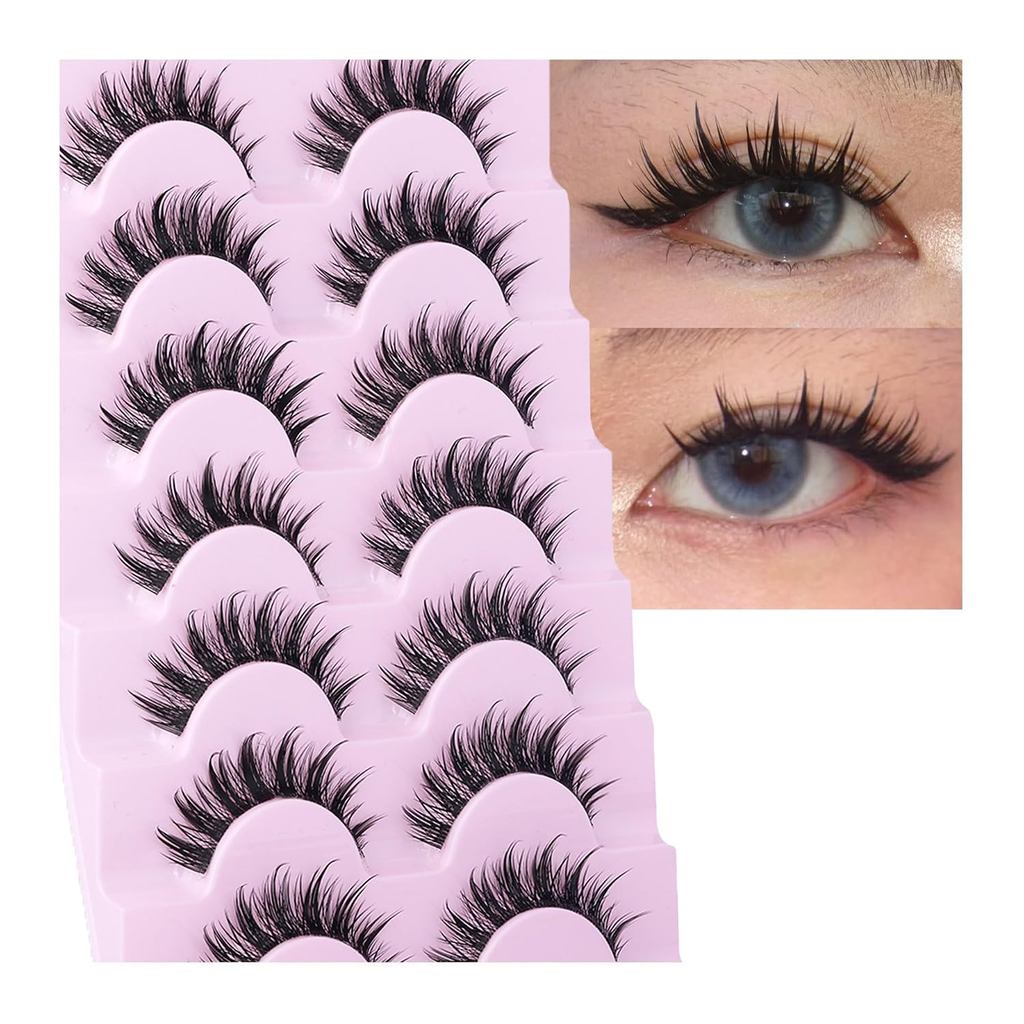 Manga Lashes Wispy ขนตาปลอม 3D Spky Lashes อะนิเมะ | Natural Clear Band Lashes เกาหลีจีนญี่ปุ่น Lash