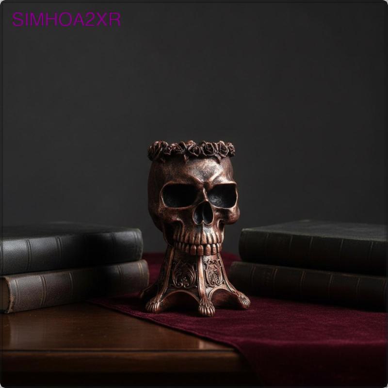 [simhoa2xr] Skull Planter Halloween Skull Pot ชามขนมตกแต่งสําหรับชาวสวน โต๊ะ