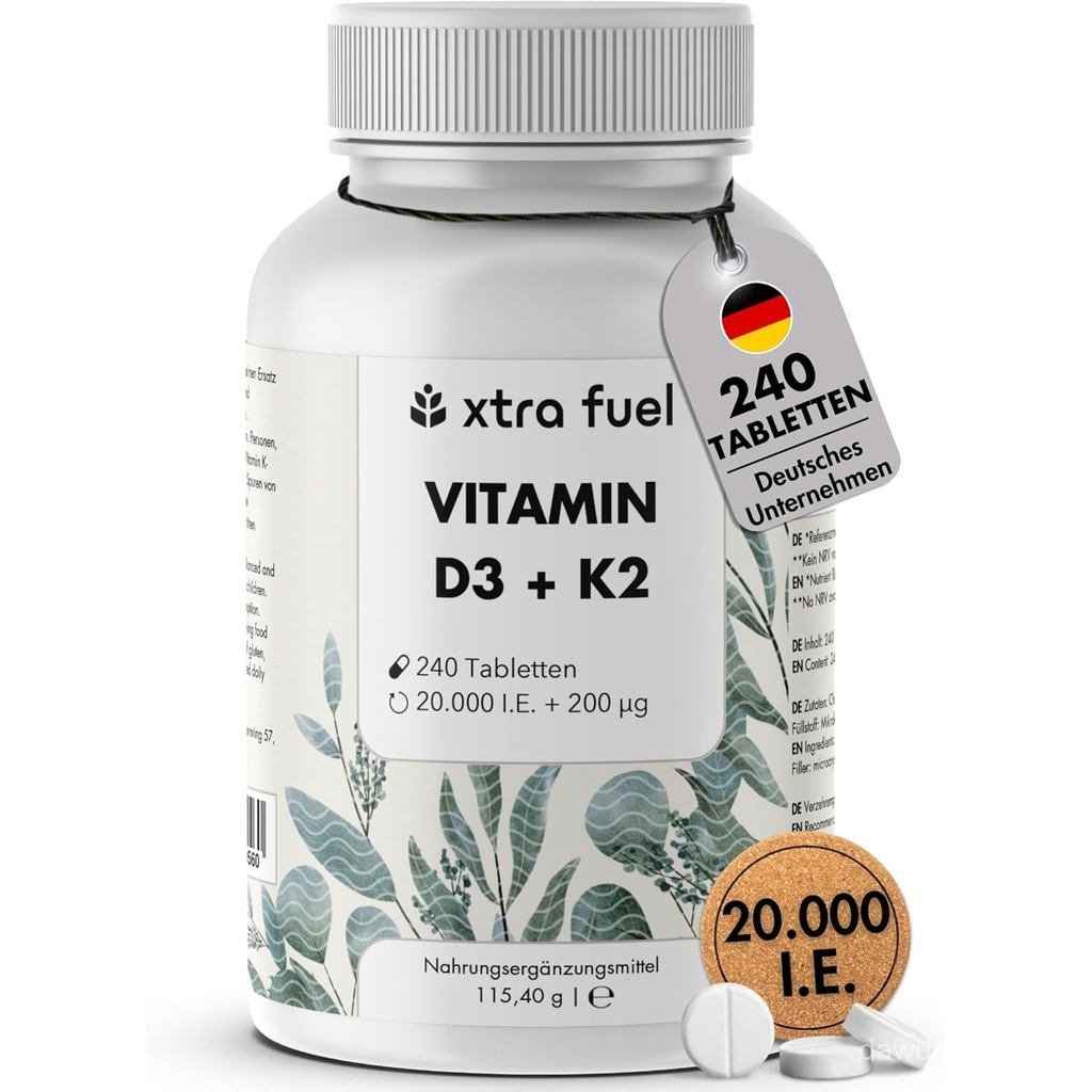 วิตามิน D3 K2 20000 IU + วิตามิน K2-MK7 99.7+% All-Trans - 240 เม็ด ODEA