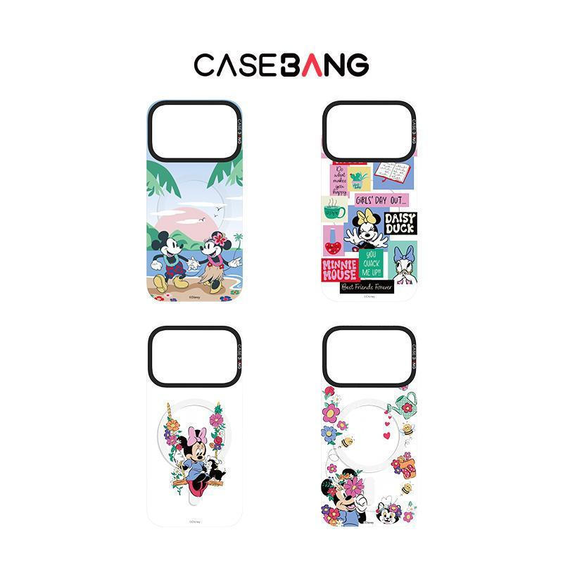 【แผ่นหลังแม่เหล็ก】 สําหรับ iphone 13-17,CASEBANG Minnie s Floral Journal Series เคส ImagiSnap, เปลี่ยนกลับ, การป้องกันการตกกระแทกทหาร