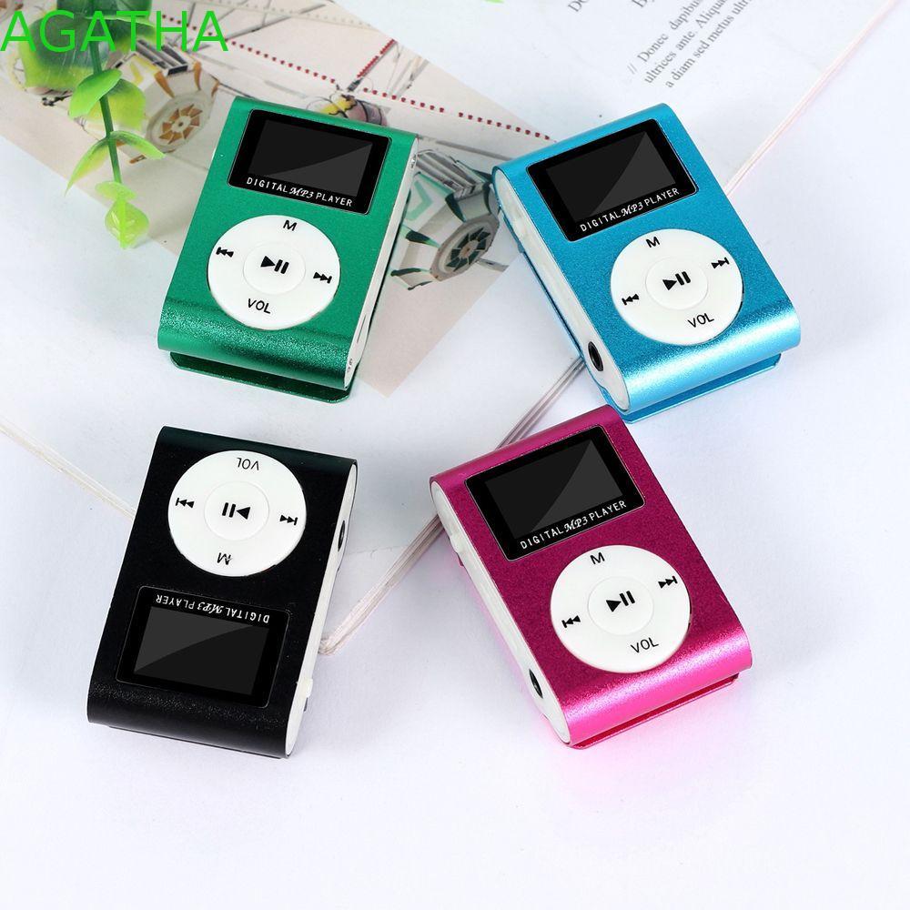 AGATHA MP3 เครื่องเล่นเพลง Clip Support 32GB TF Card แบตเตอรี่ลิเธียมหน้าจอ LCD เครื่องเล่นเพลงกีฬา