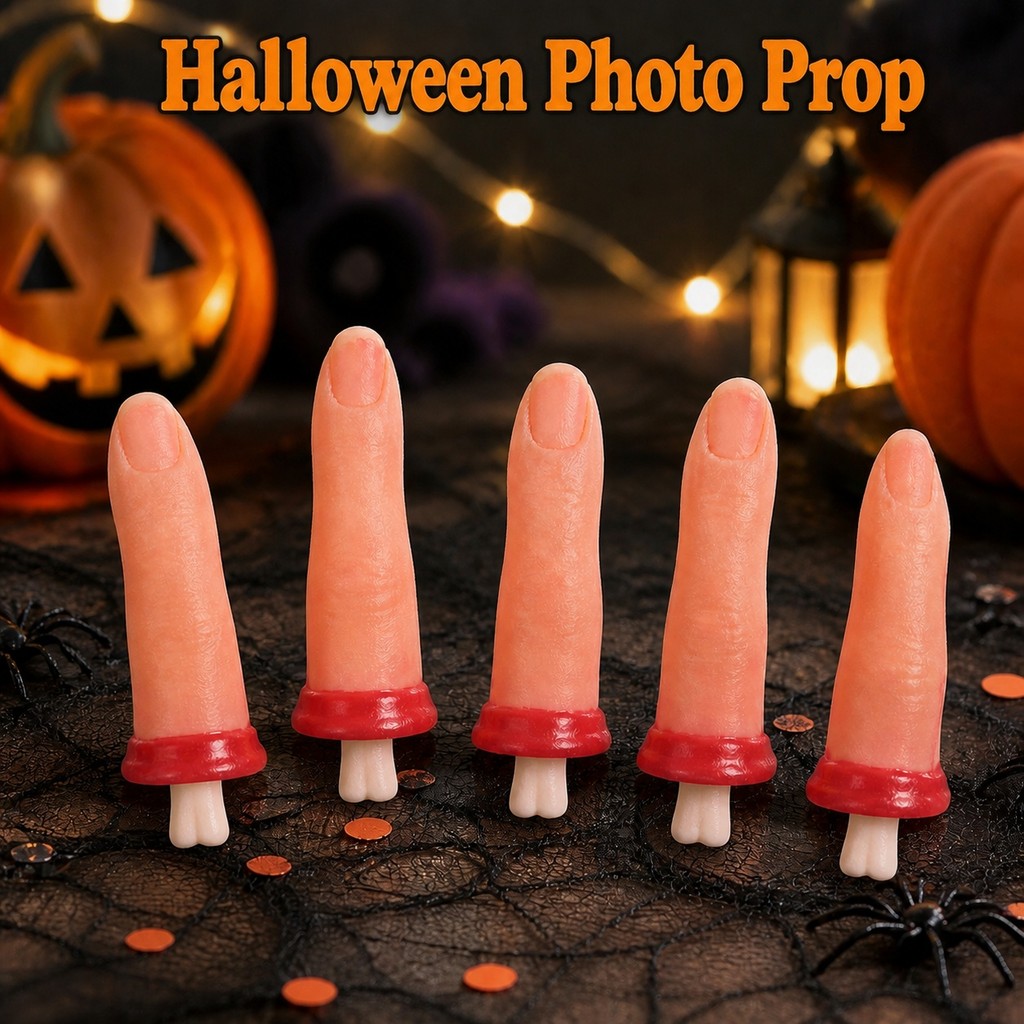 5 ชิ้นฮาโลวีนปลอม Bloody Fingers ตกแต่ง Spooky Party Prank Photo Booth Props