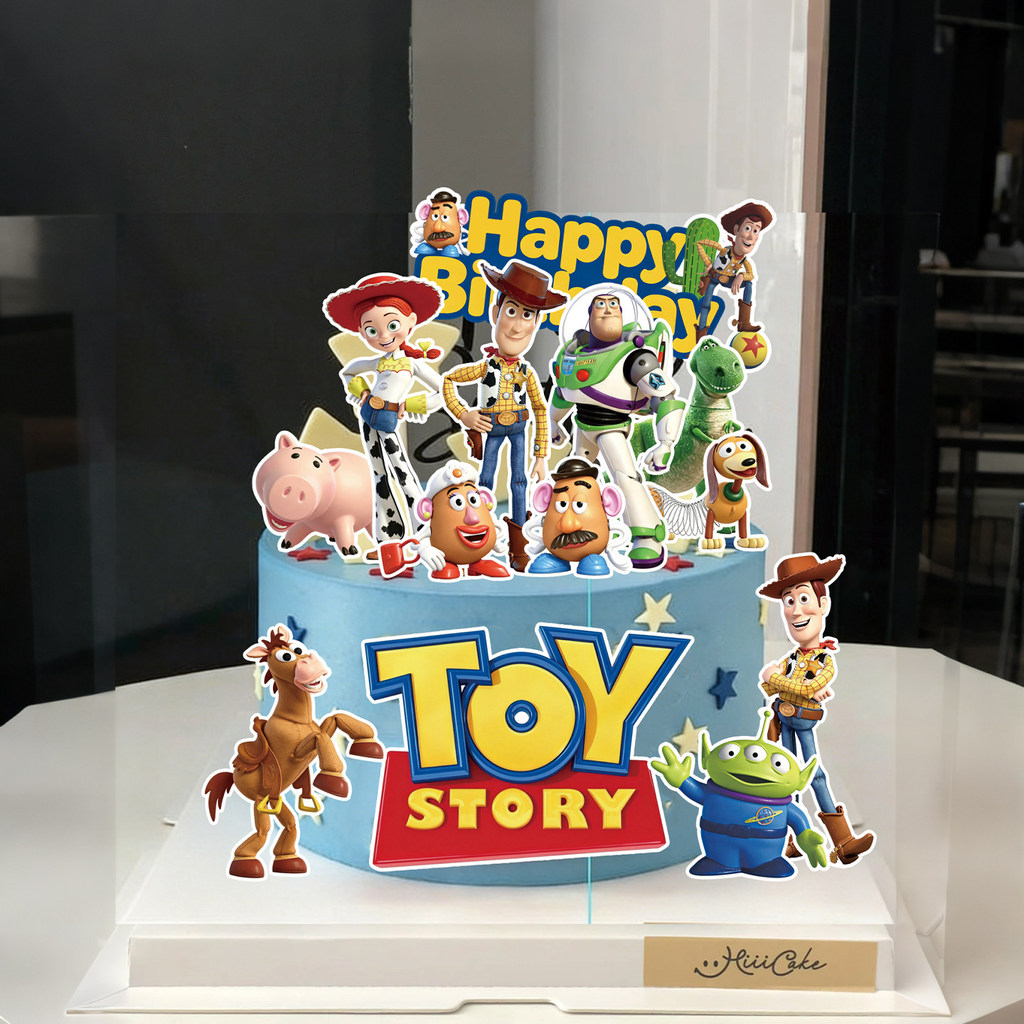 2026 Toy Story การ์ดตกแต่งเค้กการ์ตูน Woody Triss Buzz Lightyear เด็กเด็ก Plug-In