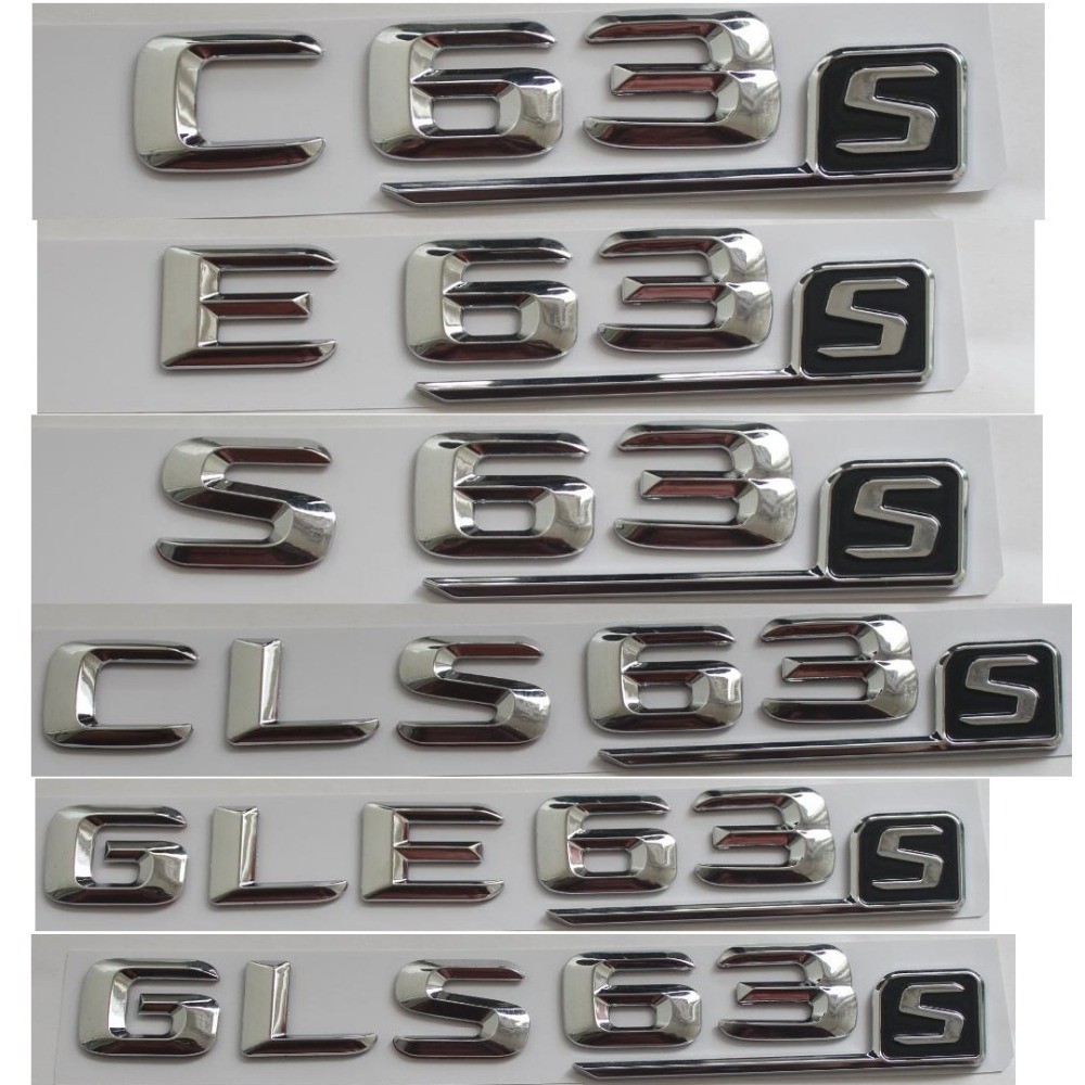 3D Chrome ตัวอักษรสัญลักษณ์ป้ายสําหรับ Mercedes Benz AMG C63s E63s S63s CLS63s GLE63s GLS63s S 4MATI