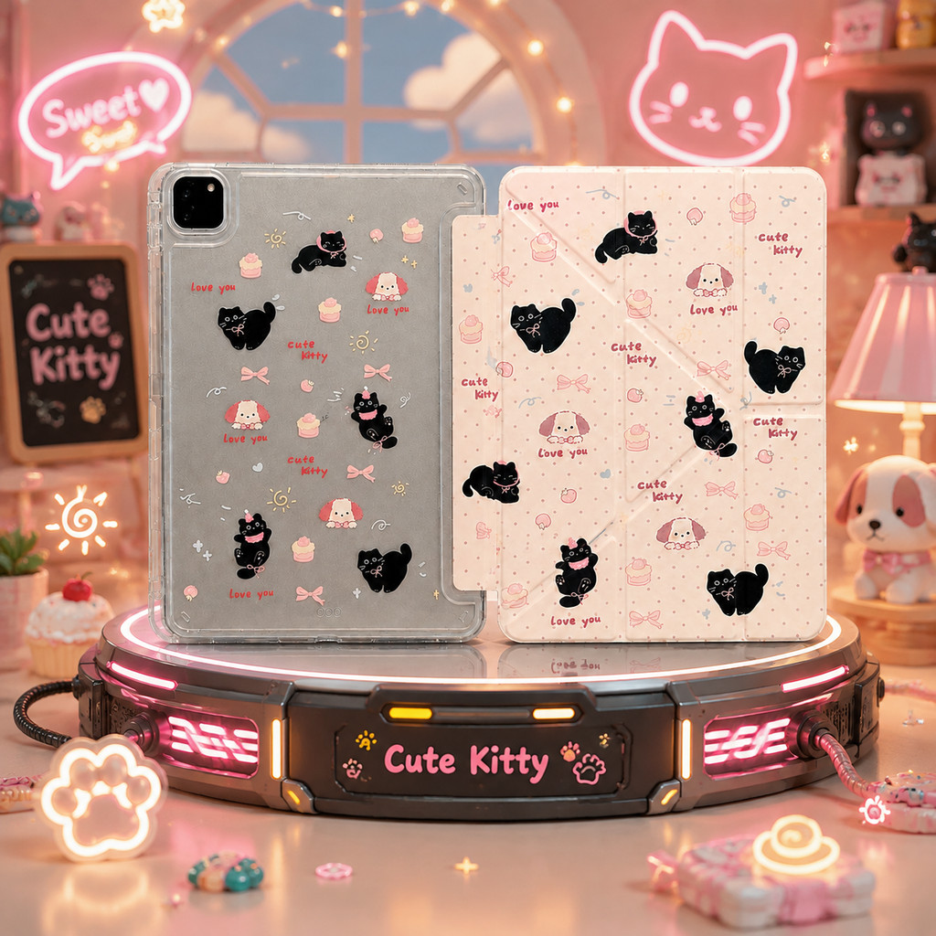 เคสพับ Y มีที่ใส่ปากกาเคส iPad Gen11/10/9/8/7 Air11 Air4/5 Air6/7/8 Pro11 ลายลูกแมว Love You ตั้งได้