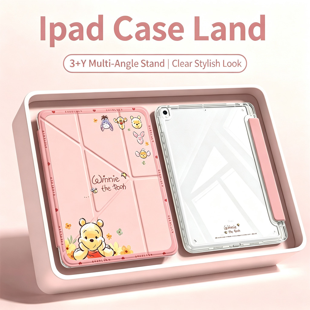 พร้อมส่ง เคส iPad for Air4 Pro11 12.9 13 Gen10 7 8 9 11 Air8 6 7 5 Mini6/7 พับรูปY ช่องใส่ปากกา หมีการ์ตูนสีน้ำตาล