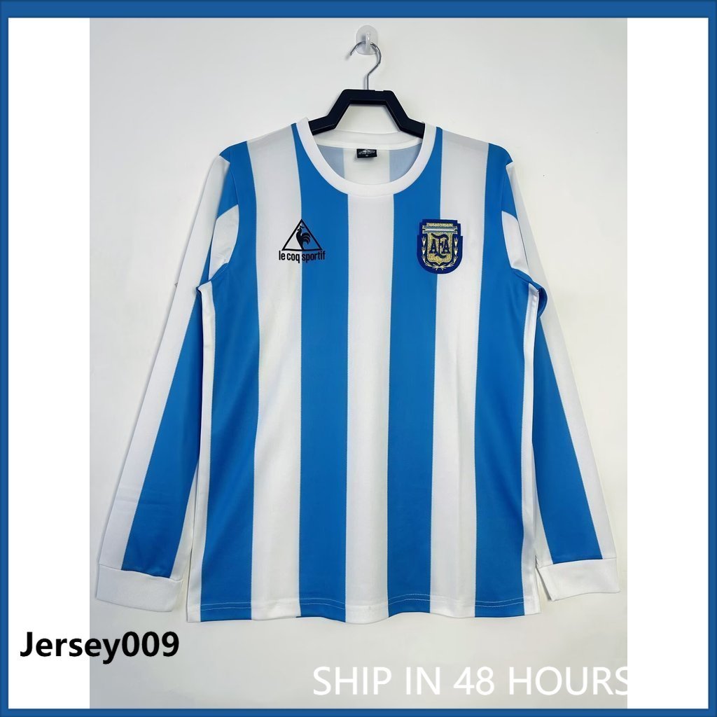 Retro Edition Argentina 1986 Mens Argentina Home เสื้อฟุตบอลแขนยาว