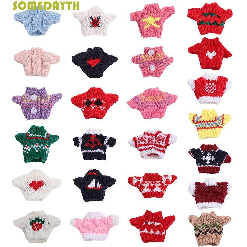 SOMEDAY ตุ๊กตาเสื้อกันหนาวสําหรับ BJD น่ารัก สีขาว/แดง/เขียว ใส่ได้กับตุ๊กตาไอดอลไซส์ 10ซม. หรือตุ๊ก