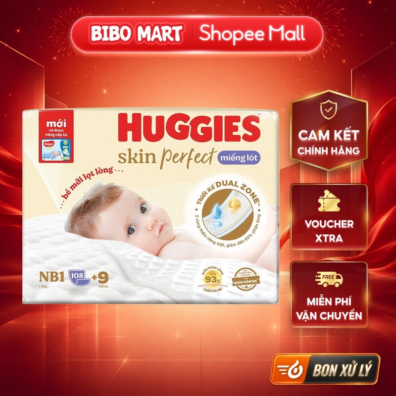 [LIVE] ผ้าอ้อม Huggies Skin Perfect ไซส์ NB1 - 108+9 ชิ้น - BM001.4