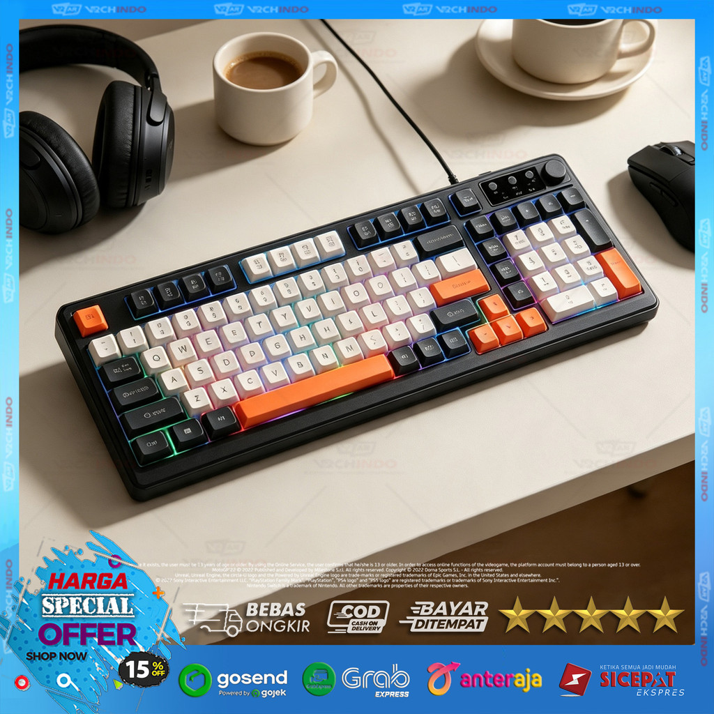 Rexus K98M 98-Key USB PC 19 Anti-Ghosting Keyboard / คีย์บอร์ดเกมมิ่ง / เมมเบรน RGB