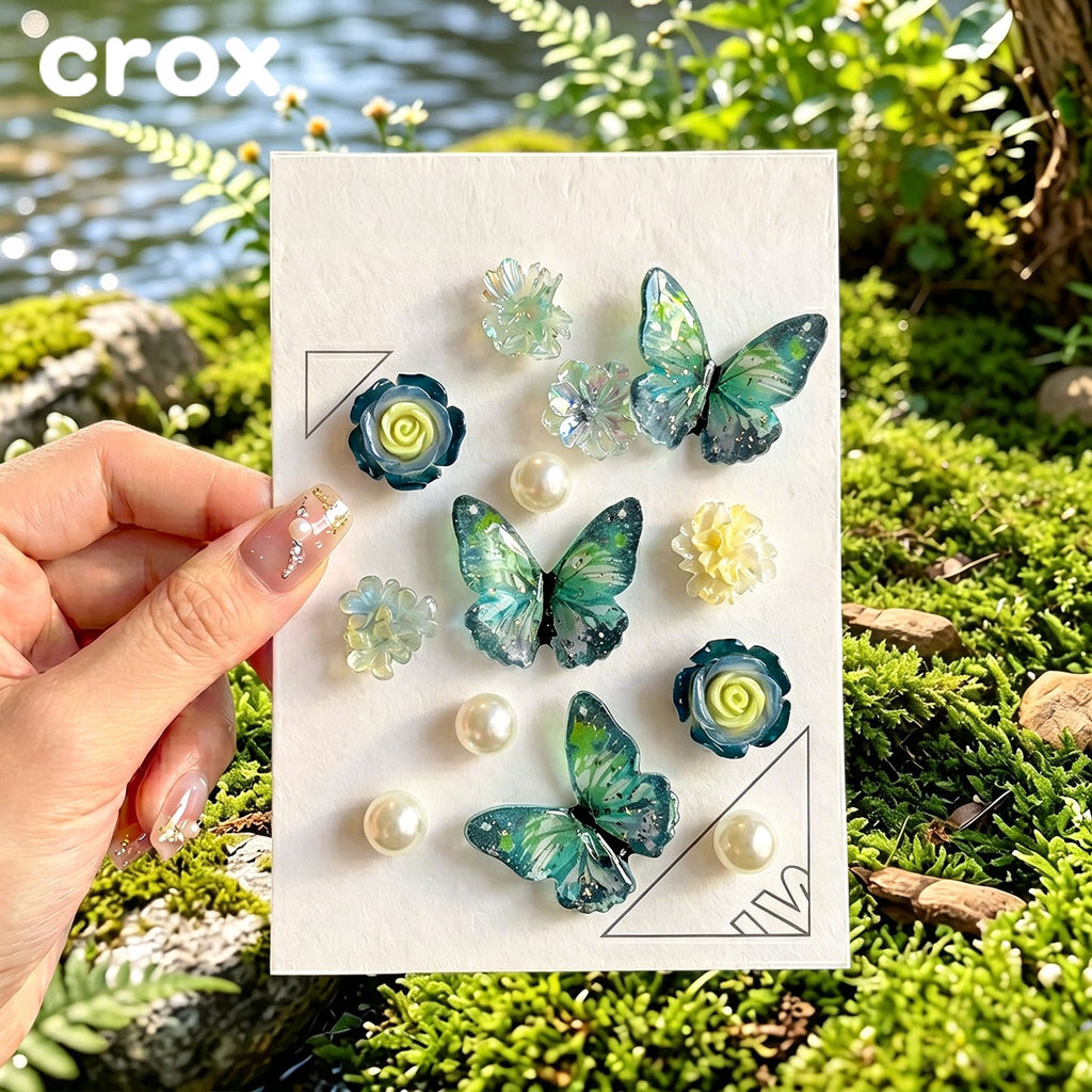 jibz jibbitz Crocs Hole Shoes Accessories Crocs Shoes Flower Butterfly Rose diy Accessories Zhibixin