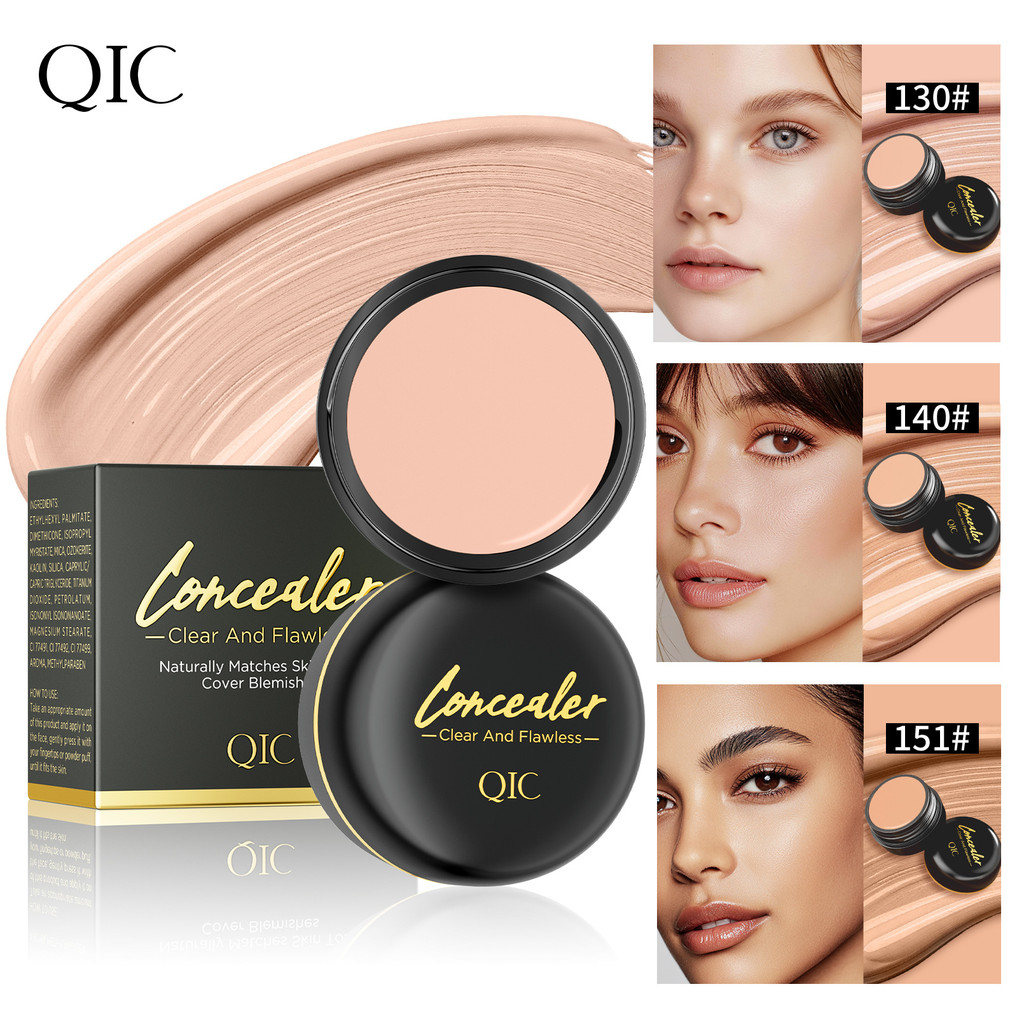 Qic Tattoo คอนซีลเลอร์ซ่อมแซมกันน้ําคอนซีลเลอร์ใบหน้า Tricolor คอนซีลเลอร์ Dark Circles Foundation ค