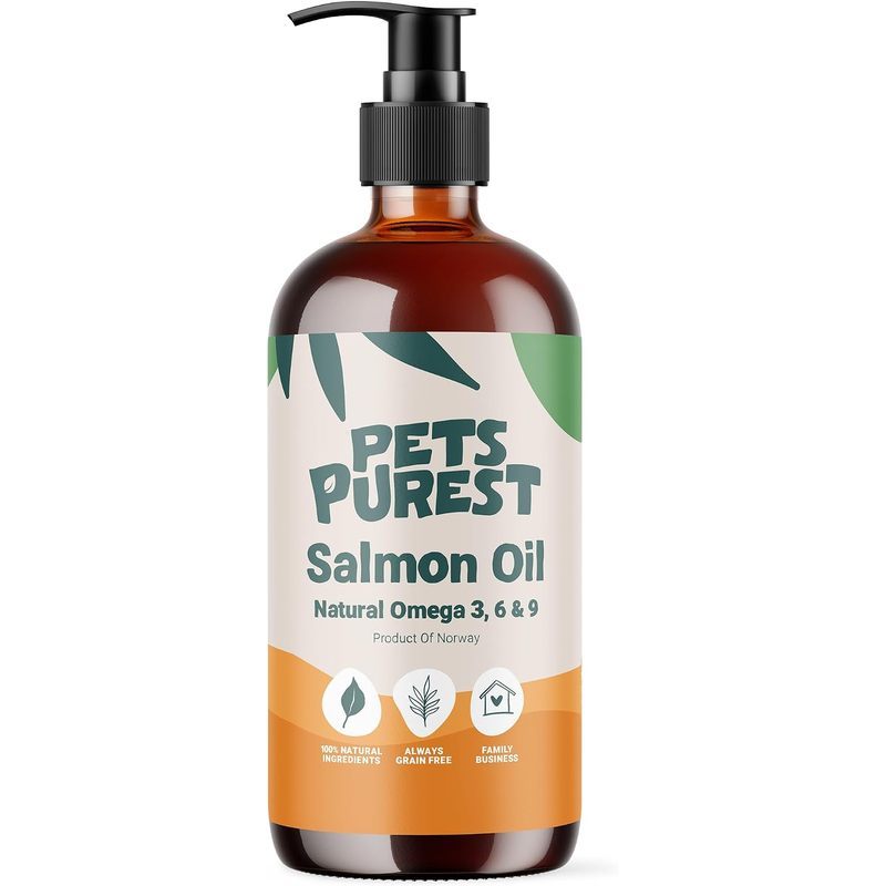 Pets Purest Salmon Oil for Dogs, Cat, Horses, Ferrets & สัตว์เลี้ยง - 32 ชั้น Oz 100% Pure Premium F