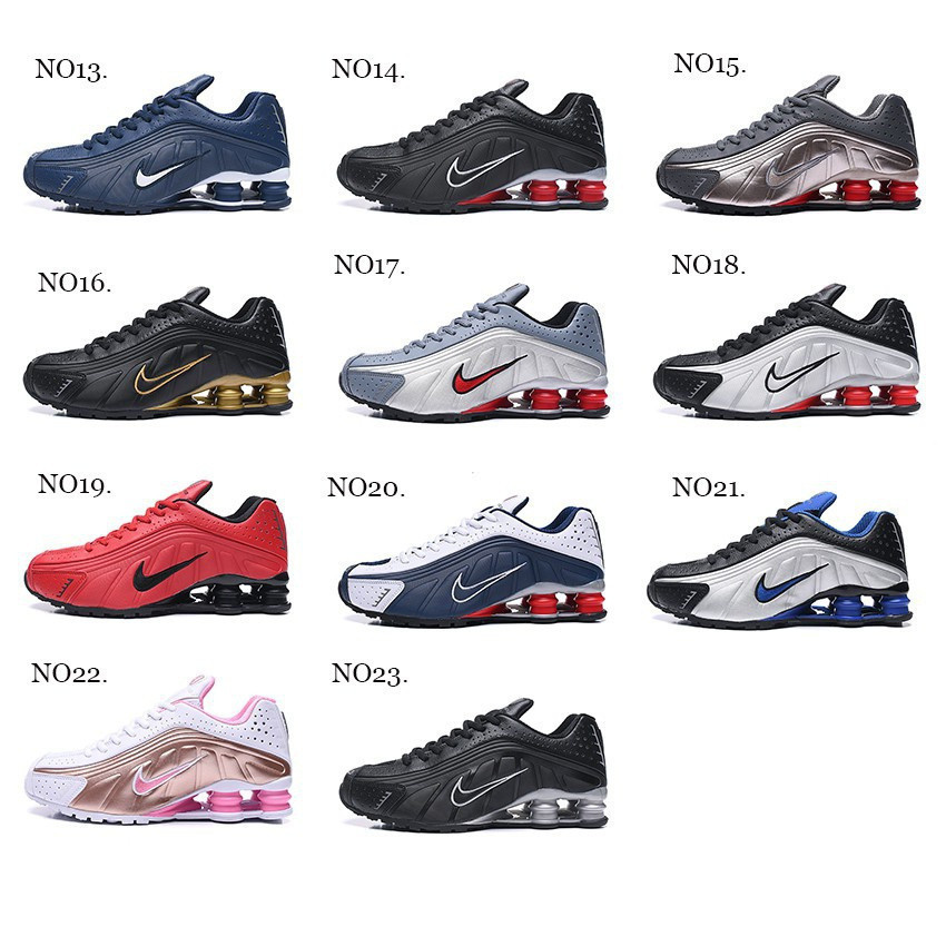 2019 ใหม่ Nike Shock R4 รองเท้ากีฬาผู้ชาย Air คอลัมน์รองเท้าวิ่ง 40-46 7 สี Volt