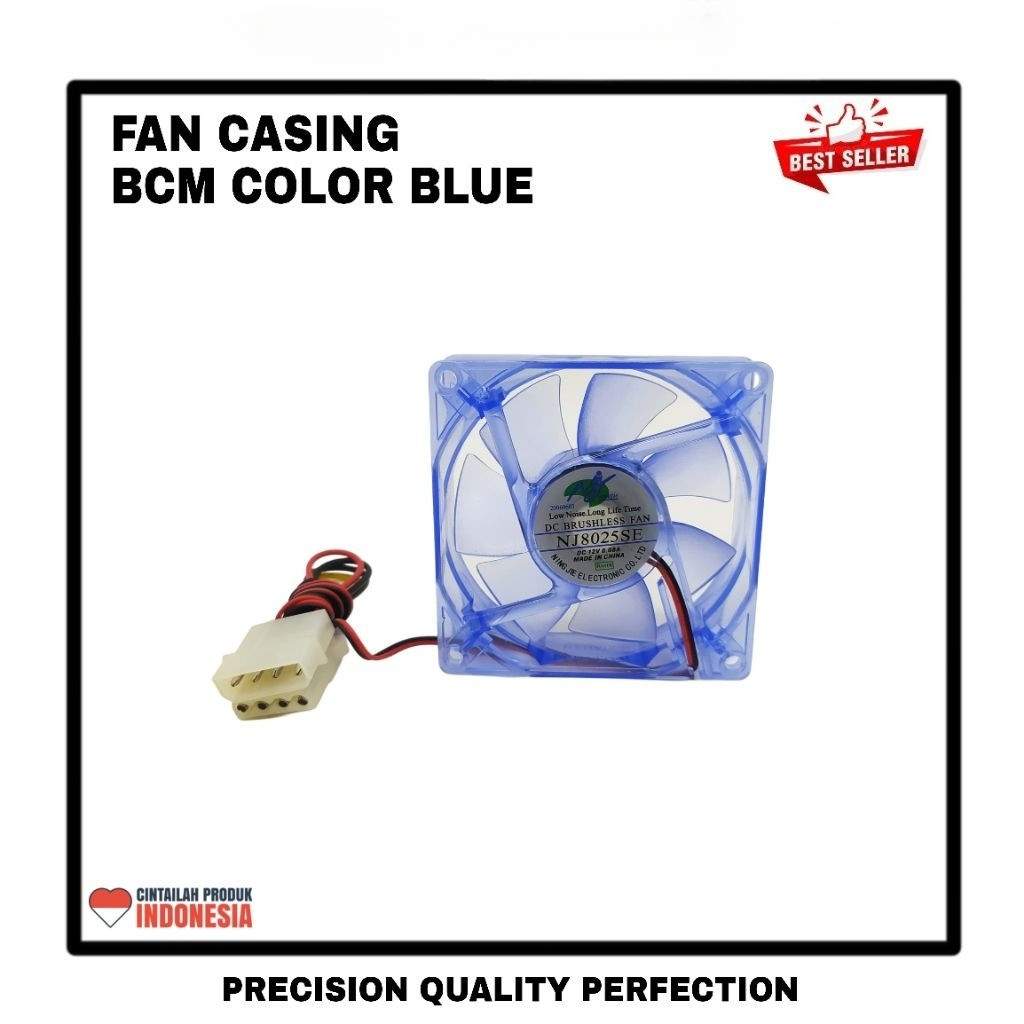 BCM Color Blue Casing Fan PC Case Fan 12cm/8cm Blue LED, Strong Airflow, Smooth Sound, Cooling, ประห