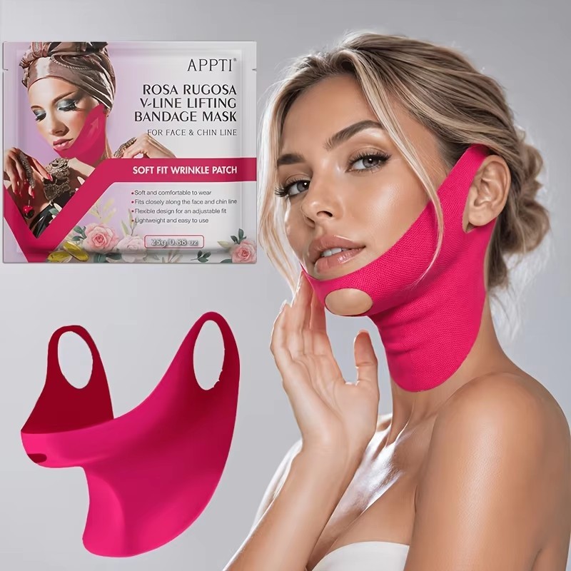 5 ชิ้น Ear-Loop V-Line Slim Face Mask - Hydrating, Moisturizing - Face Slimming Strap - Double Chin 