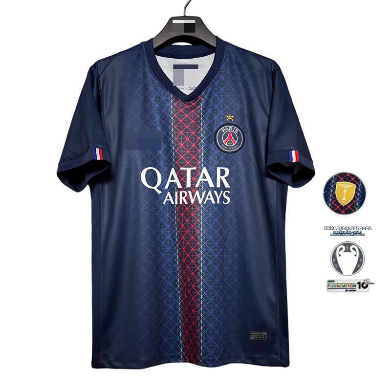 Fan 2526 Paris home Champions League เสื้อฟุตบอลรุ่นสุดท้ายเสื้อยืดแขนสั้น AAA + S-4XL