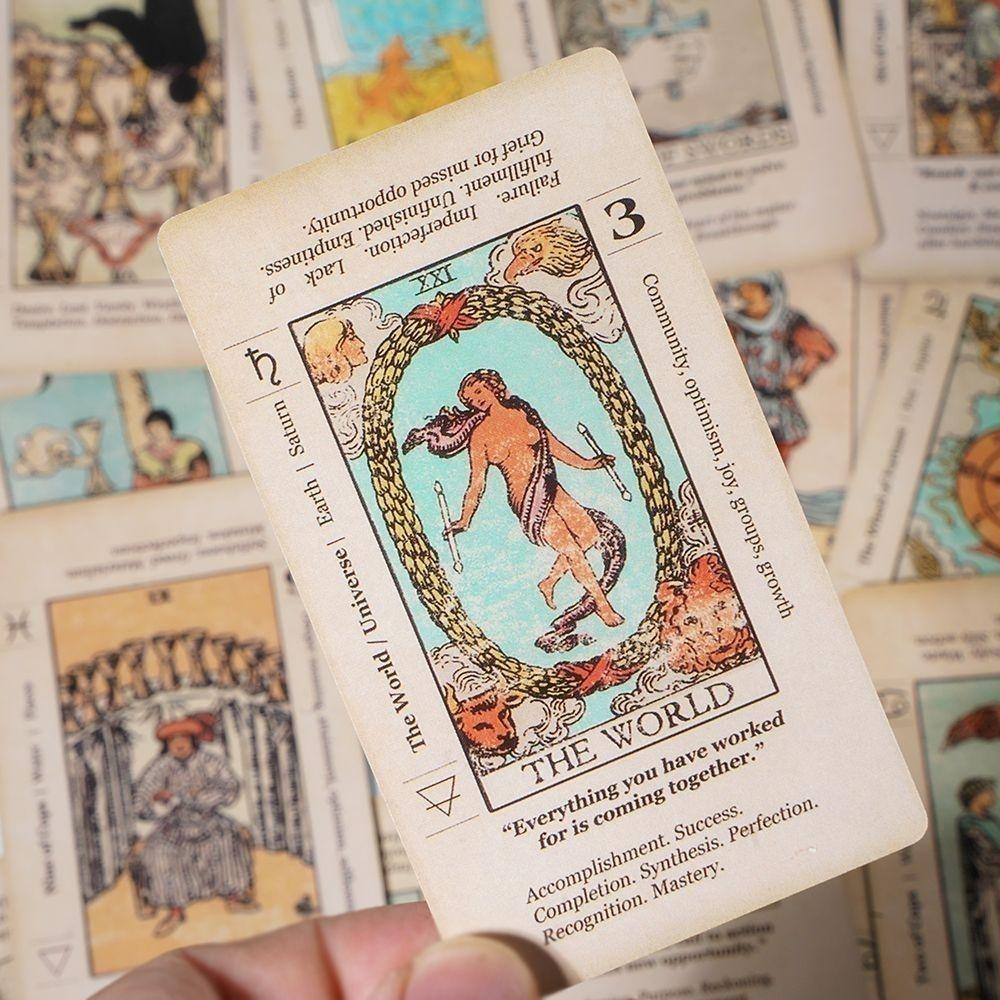 10.3*6 ซม. Meaning Tarot 78 ชิ้นพร้อมความหมายบน Them สําหรับผู้เริ่มต้น