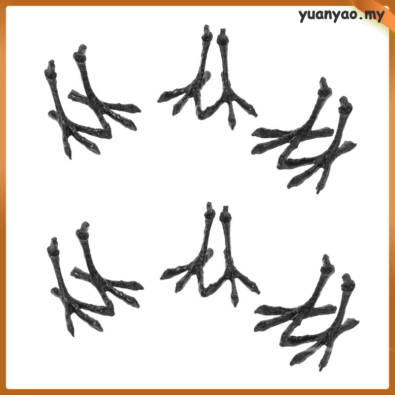 6 ชิ้นจําลองนกแก้ว Paws Bird Feet สําหรับตกแต่งนกโลหะรูปปั้นหัตถกรรมสีดํา yuanyao