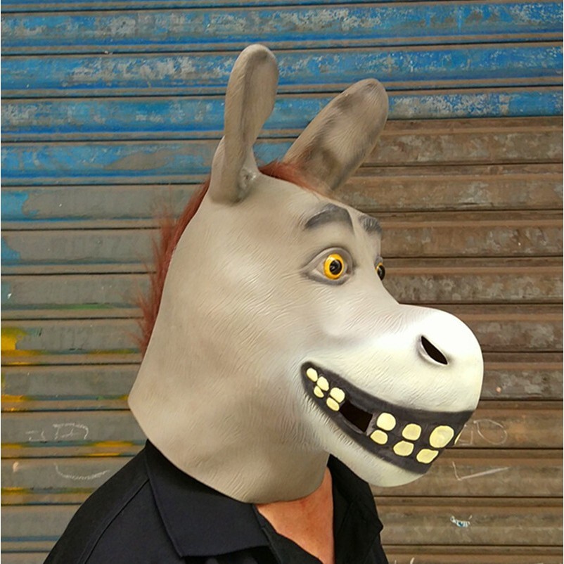 Shrek Ghetto Donkey Ball Donkey Head หน้ากากสัตว์ ฮาโลวีน หมวกลาตลก