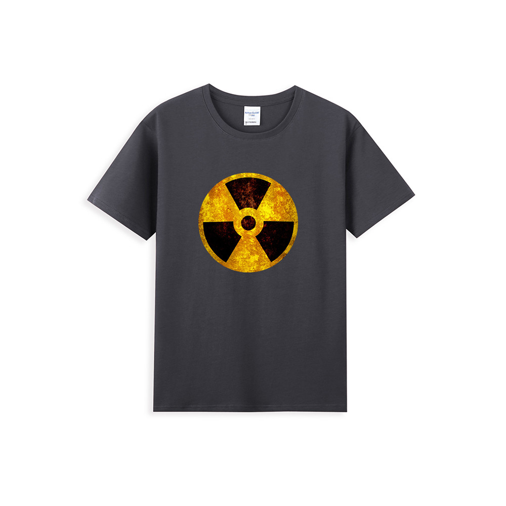 NUCLEAR เสื้อยืดแขนสั้นผ้าฝ้ายแท้ NUCLEAR Radiation Theme Reverse NUCLEAR การคุ้มครองสิ่งแวดล้อม T