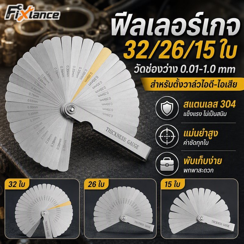 ชุดเกจวัดรู้สึกสแตนเลส 15 26 32 ใบมีด 304 เครื่องมือกวาดล้างวาล์วพับที่มีความแม่นยํา