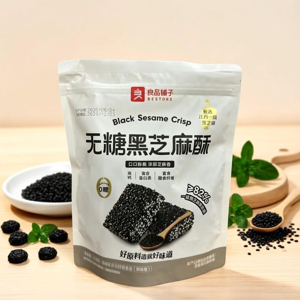 Liangpin Shop งาดําปราศจากน้ําตาลกรอบ 238g Store Bagged Casual Snacks Snacks 0902