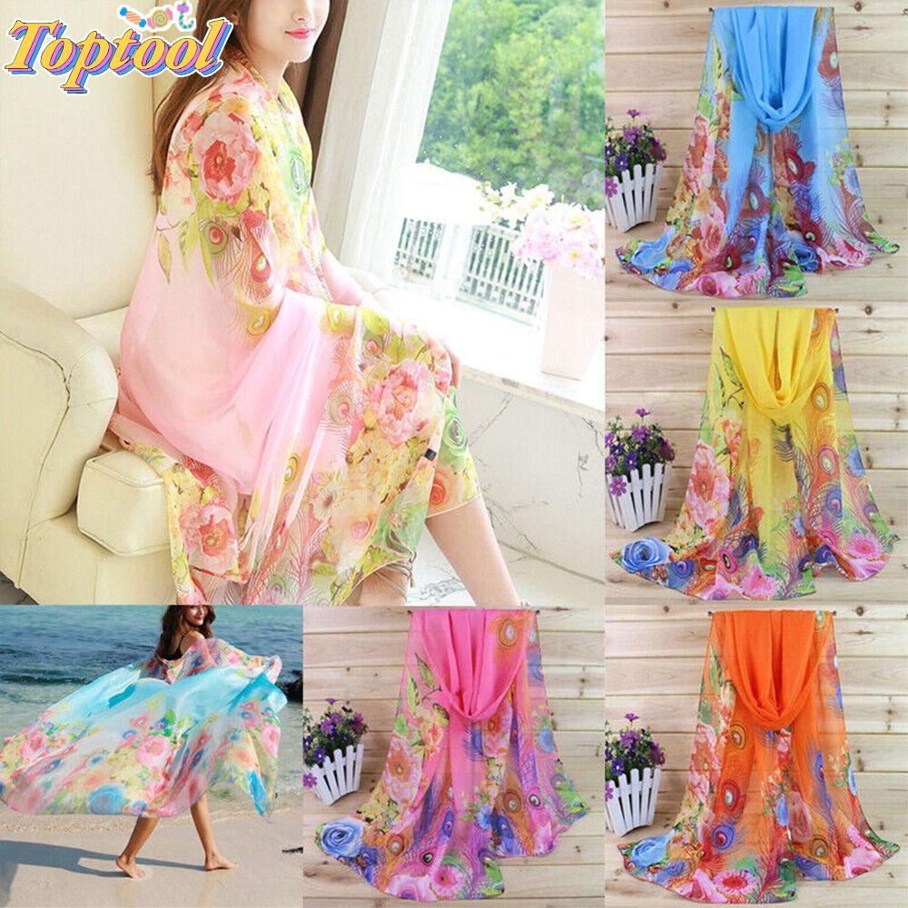 TOPTOOL Beach Shawl Head Wrap อุปกรณ์เสริมเสื้อผ้า Summer Beach Sarong Scarf