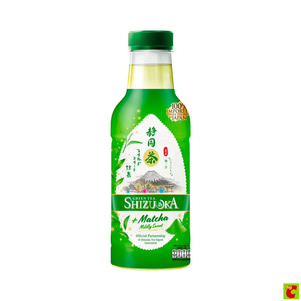 ชิซึโอกะ น้ำชาเขียวผสมผงมัทฉะสูตรหวานน้อย 440 มล.