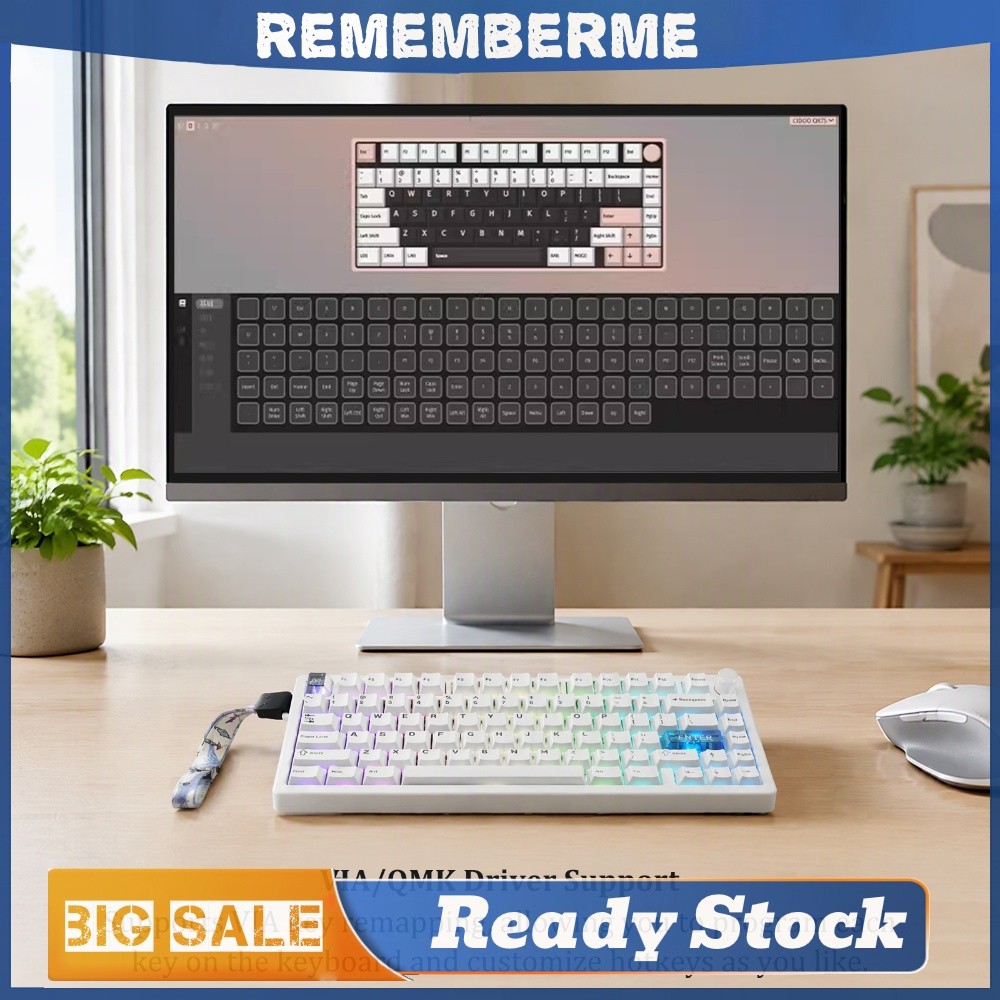 QK75 PBT Keycaps ปะเก็นคีย์บอร์ดแบบกลไก 81 คีย์ไร้สาย RGB BT 2.4G