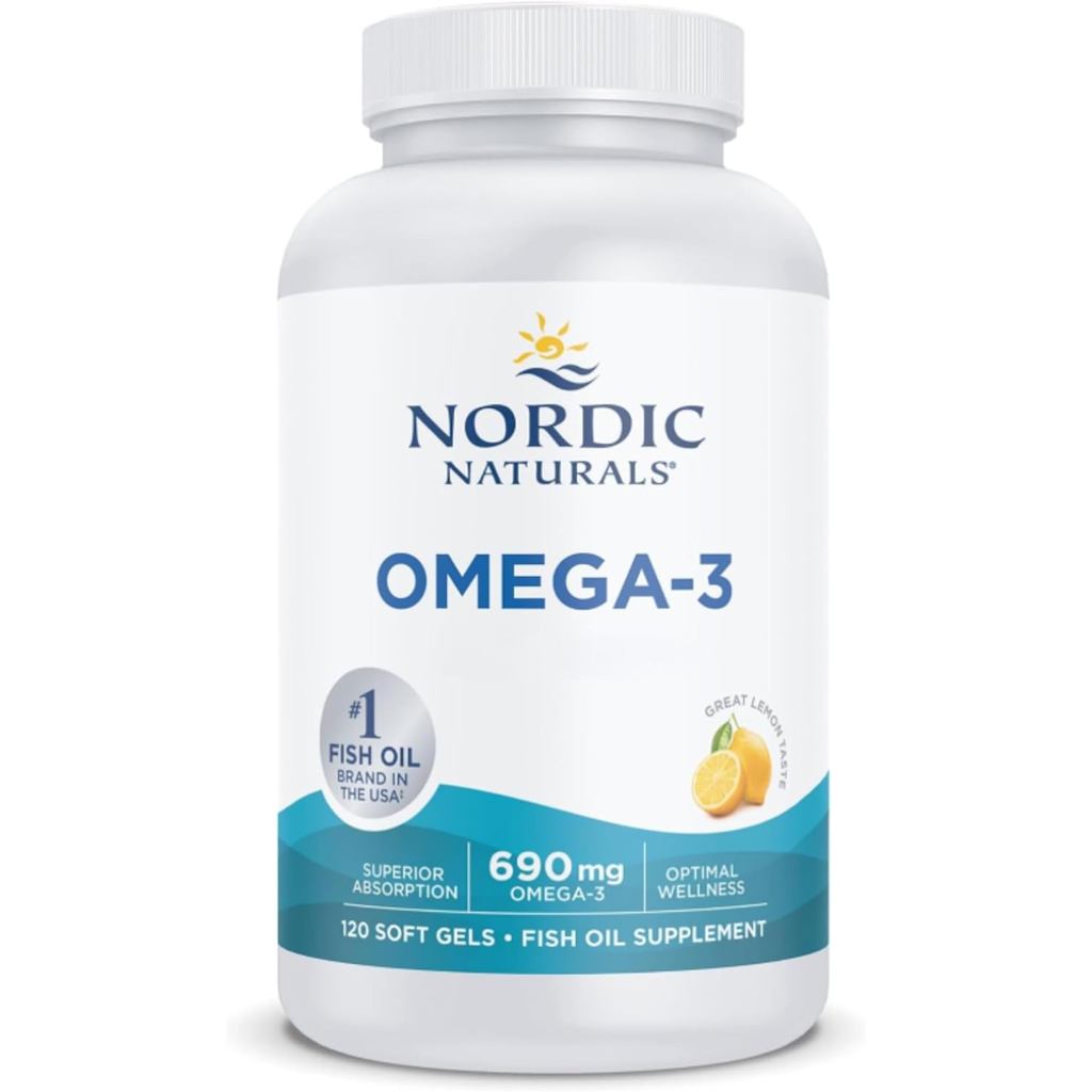Nordic Naturals Omega 3 690mg, Omega 3 Capsules High Strength Oil พร้อม EPA และ DHA, Lemon Flavour, 