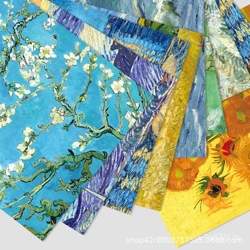 Chenyang วัฒนธรรม 15 ซม.สองด้าน Origami ไล่แสตมป์แสงภาพวาดสีน้ํามันสไตล์กระดาษสี Van Gogh Starry Sky