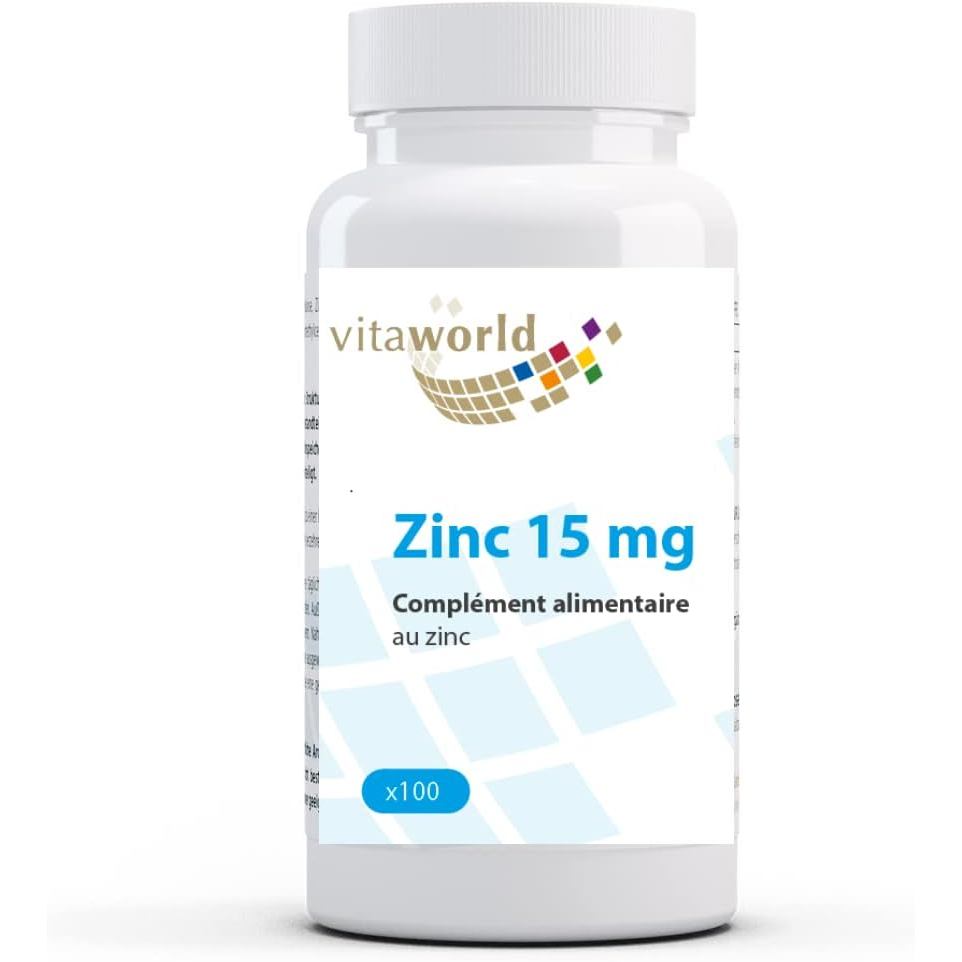 Vita World Zinc 15mg 100 แคปซูล Zn ผลิตในเยอรมัน