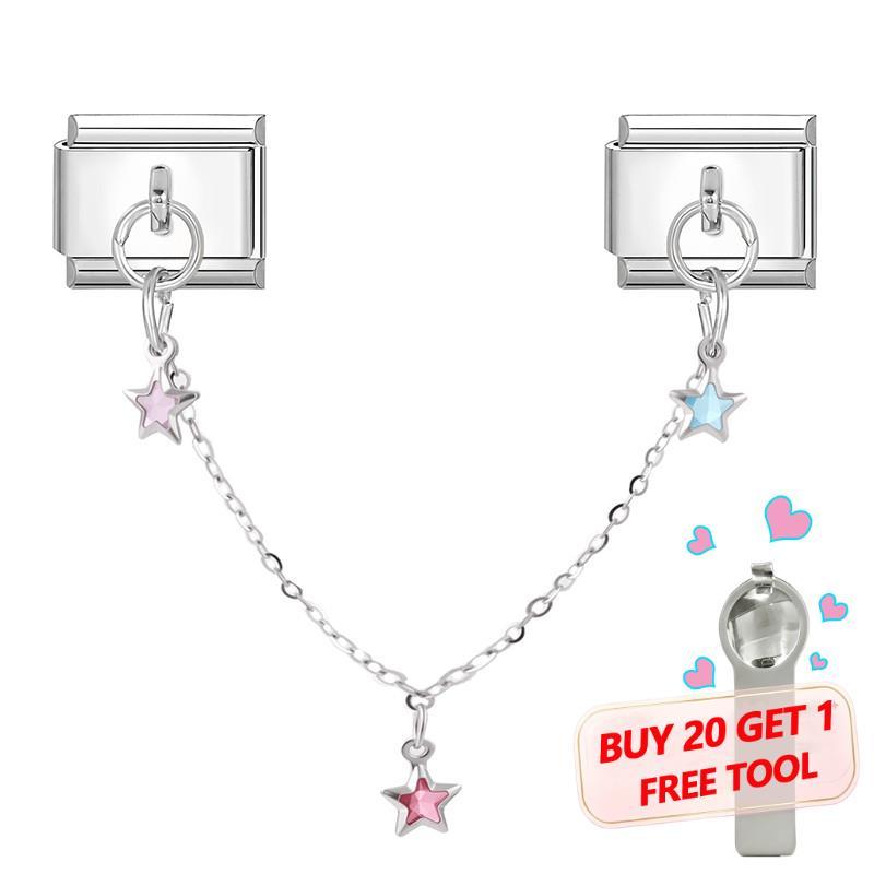 แฟชั่นผู้หญิงสแตนเลสผีเสื้อดาวเพชรโซ่อิตาเลี่ยน Charms Link Fit 9 มม.สร้อยข้อมือสแตนเลส DIY เครื่องประดับ