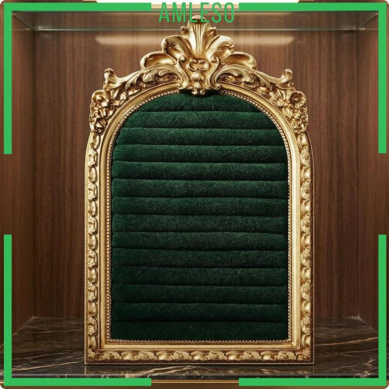 [Amleso] Arched Jewelry Display Frame Freestand Velvet 5x7 Inch Gold Black