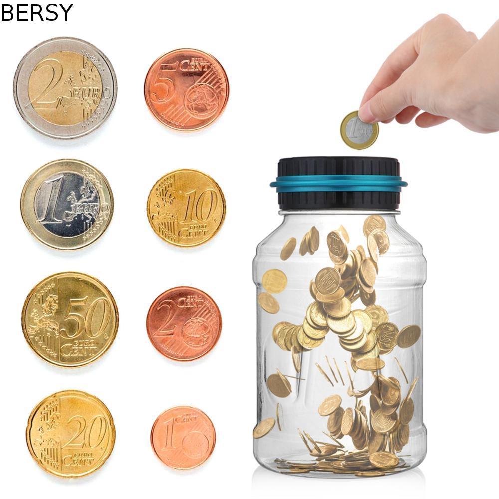 BERSY เคาน์เตอร์เหรียญ 1.5L Electronic USD EURO GBP กระปุกออมสินของขวัญ