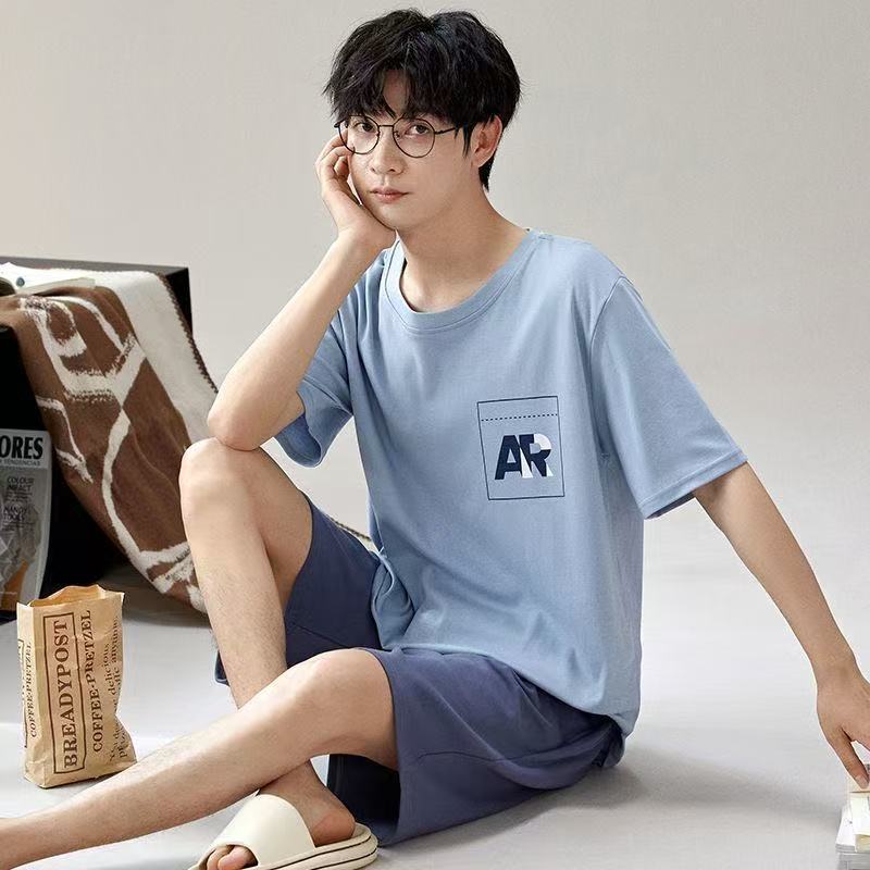 3500 SBT ชุดนอนคอกลมผู้ชาย ผ้าคอตตอนแขนสั้น+ขาสั้น เสื้อคอกลม+กางเกงขาสั้น(ไม่มีเป๋า) สินค้าพร้อมส่ง
