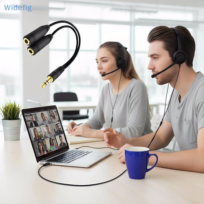 Widefig Y Splitter 3.5 มม.สายสัญญาณเสียง 1 ชายคู่หญิง Ja หูฟังอะแดปเตอร์สําหรับ Qui Music Sharing ใน