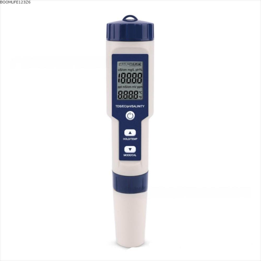 BOOMLIFE1238C เครื่องทดสอบคุณภาพน้ํา, TDS/EC/PH/ความเค็ม/อุณหภูมิ Multi-Parameter ดิจิตอล TDS Meter,