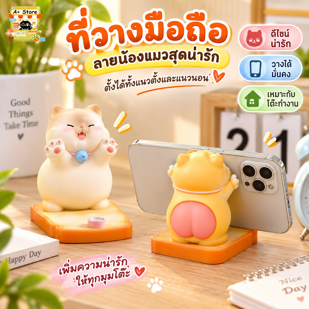 ชั้นวางโทรศัพท์มือถือ ตัวการ์ตูนน่ารักสร้างสรรค์ส่วนบุคคลเดสก์ท็อปสำนักงานตกแต่งโทรศัพท์มือถือแท่นวาง ที่วางมือถือ ที่วา