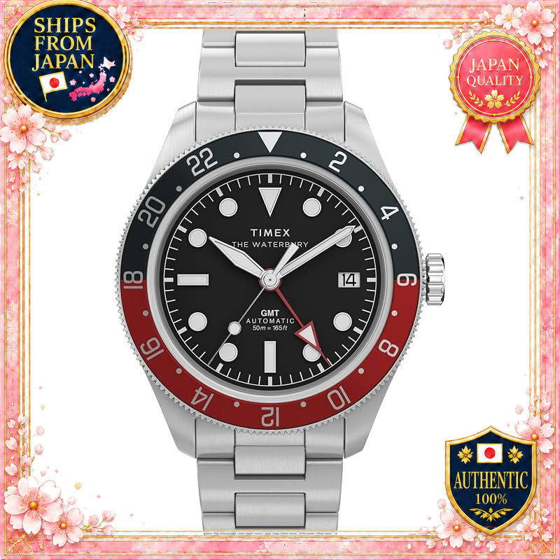 TIMEX Waterbury Heritage Automatic GMT TW2Y60600 50m K1 Mineral Glass Dark Navy Dial