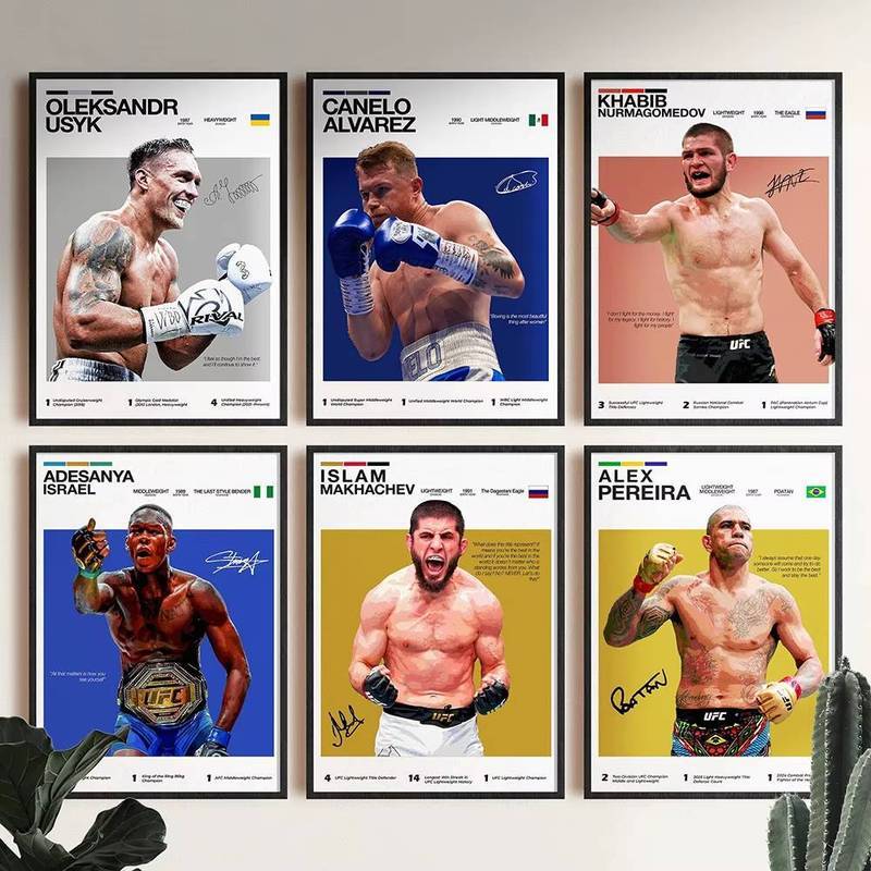 Canelo lvarez Naoya Inoue Oleksandr Usyk Boxing Legends โปสเตอร์กีฬาไม่มีกรอบผ้าใบ Wall Art ภาพวาด G