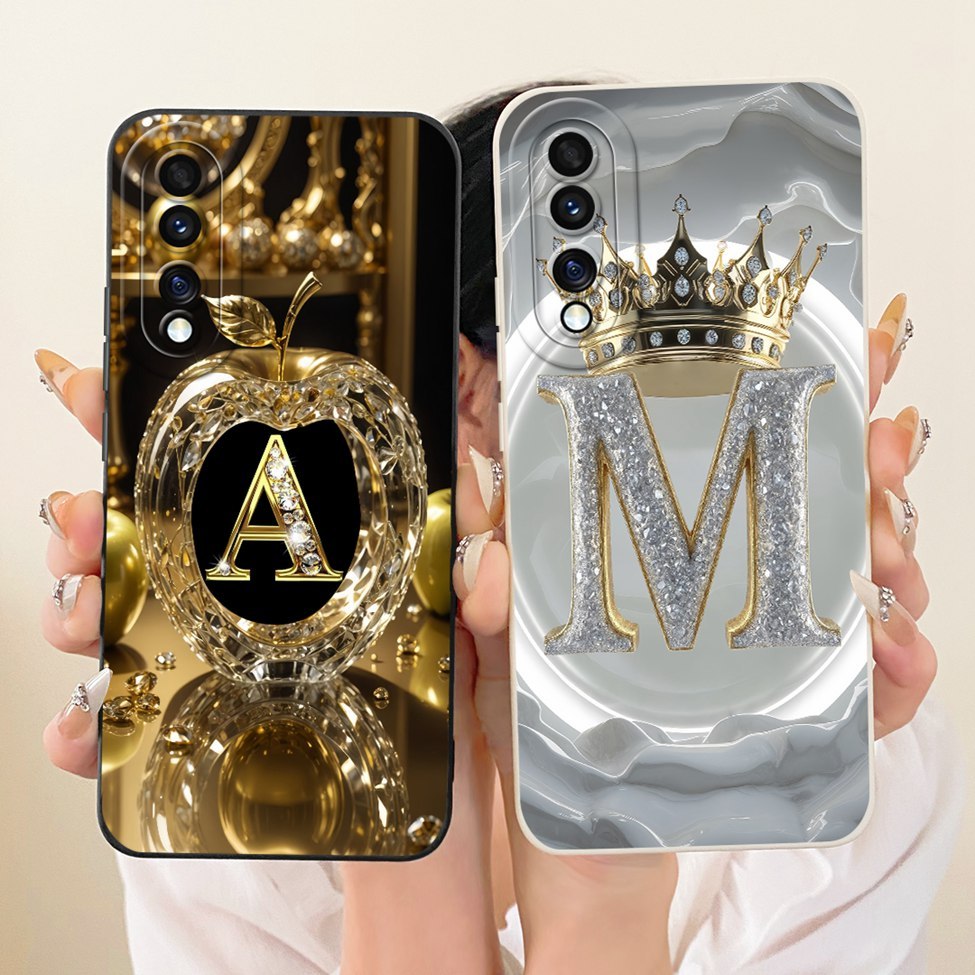 สําหรับ Honor 70 ปลอกความงาม Luxury Letter แฟชั่น Crown 2D ทาสีสําหรับ Honor FNE-AN00 FNE-NX9
