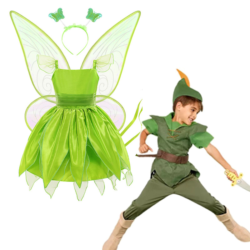 เด็กสีเขียว Elf Choir Dance Performance Tinkerbell ชุดเจ้าหญิงเครื่องแต่งกาย Peter Pan Peter Pan