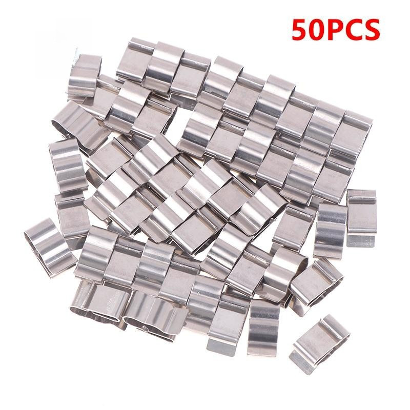 COD⚡🔥 50 ชิ้นเงินคุณภาพสูงใหม่พลังงานแสงอาทิตย์ PV Cable Clip Clamp Stainless Steel Wire Clamp Cable Organizer