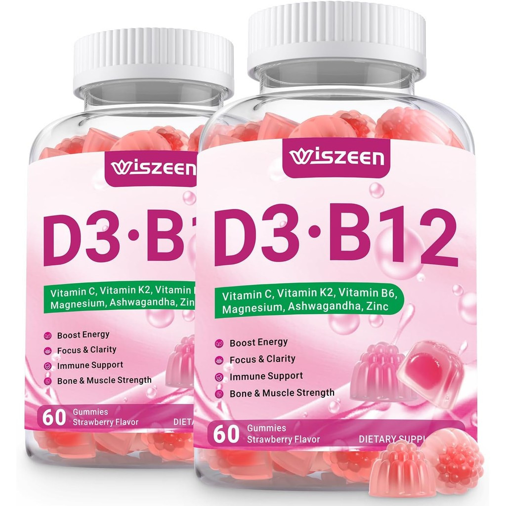 วิตามิน D3 B12 Gummies, วิตามิน D3 10000 IU & Methylated B12 500mcg สําหรับผู้ใหญ่, D3 B12 วิตามินอา