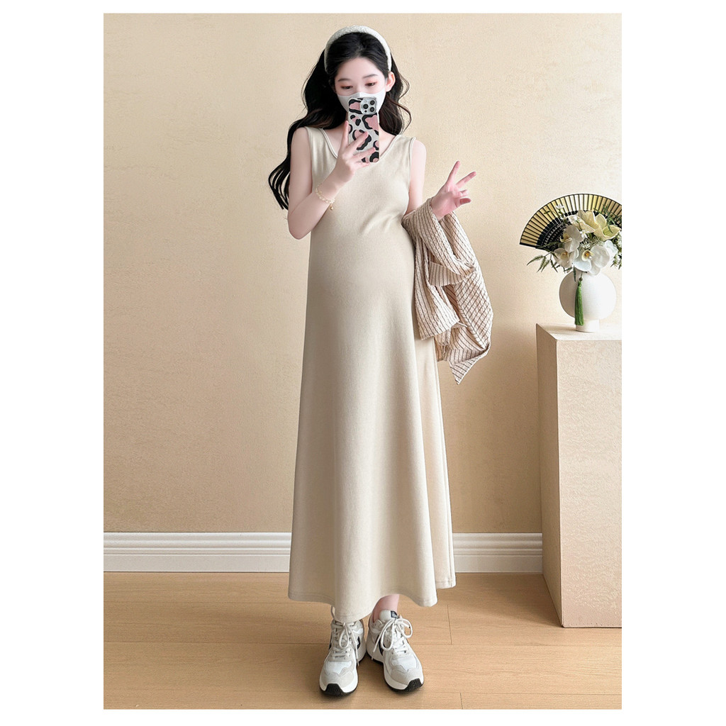 ชุดคลุมท้องลายทางพร้อมเสื้อกั๊กกระโปรง สไตล์ใหม่สำหรับคุณแม่ท้อง - รูปที่ 6