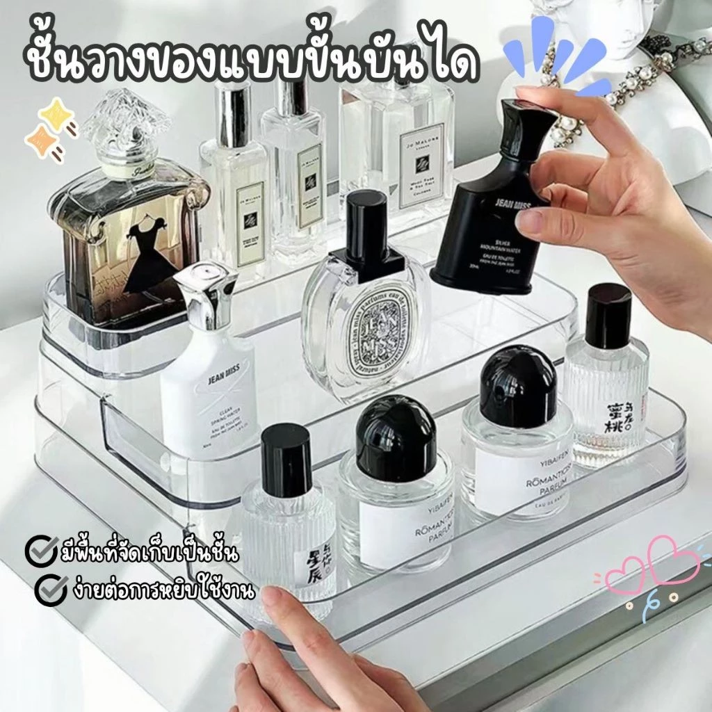 Hithome ชั้นวางของขั้นบันได 3 ชั้น อะคริลิคใส จัดระเบียบโต๊ะเครื่องแป้ง น้ำหอม เครื่องสำอาง สกินแคร์ ประหยัดพื้นที่ thumbnail 3