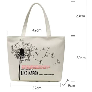 KVK-shop:กระเป๋าผ้า TOTE สไตล์ญี่ปุ่นกระเป๋าผ้านิ่ม.เนื้อผ้าดี.ใส่ของได้เยอะมีซิปด้วย.bao705