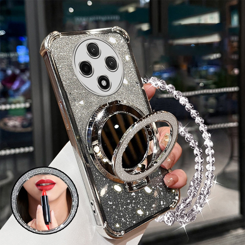 สําหรับ honor X9C X9A X9B 5G เคสโทรศัพท์ Softcase ซิลิโคนกันกระแทกออกแบบใหม่ความงาม Lanyard กระจกแต่งหน้าผู้ถือ SJSFHZJ01 - รูปที่ 2